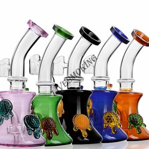 Turtle hookahs Beaker Bong Showerhead Perc Recycler Dab Rig 14mm Banger Glass Water Bong Bent Neck Free Shipping