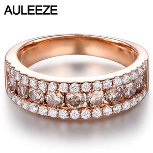 Wholesale brown diamonds jewelry resale online - Luxury Real Brown Diamond Wedding Band Solid K Rose Gold Natural Diamond Anniversary Ring Bands For Women Fine Jewelry T200411