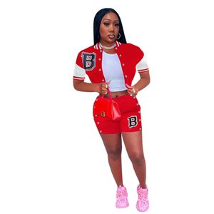 New Wholesale Outfits Summer Women Tracksuits Two Piece Set Short Sleeve Jacket Shorts Matching Set Casual Sportswear Outdoor jogging suit Sports Suits 6970