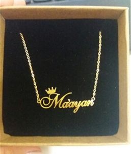 Christmas Gift Custom Crown Name Necklace Personalized Jewelry Silver Rose Gold Stainless Steel Chain Nameplate Choker Necklaces