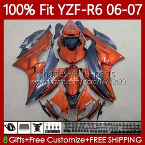 100% Fit OEM Perileri YAMAHA YZF-R6 YZF R 6 600 CC YZF600 YZFR6 06 07 MOTO DOSYA 98NO.88 YZF R6 600CC 2006 2007 YZF-600 Turuncu Siyah 2006-2007 Enjeksiyon Kalıp Vücut Kiti