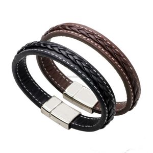 Fashion ￤kta l￤derarmband magnetiskt sp￤nne braid armband manschett armbandsmycken f￶r kvinnor m￤n will och sandy ny