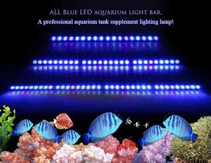 Popularny W W W LED Aquarium Light z zaledwie nm Blue Spectrum Strip Light Beautiful Your Coral Reef Fish Fish Lampka W220304