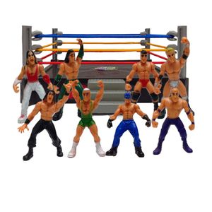 8st / 12pcs Wrestler Athlete Wrestling Figur Gladiator Modell Set Arena Battle Game Toy DIY Montering Leksaker Classic Hobbies 201202