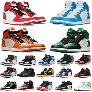 Jumpman 1 OG 1s Mens Basketball Shoes Bordeaux Heritage Bred Patent Hyper Royal University Blue Lucky Green Sports Women Sneakers Trainers Dark Mocha Wolf UNC Royal