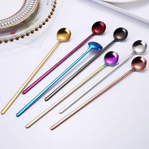 Spoons Long Handle Coffee Scoop Stainless Steel Ice Cream Spoons Korean creative Stir Spoon Eco-friendly Tableware Kitchen Supplies ZYY34