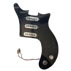 Updated Prewired Black SSS Big Pickguard Silver Burns Tri-Sonic Pickups For BM Special Guitar Welding Harness 1 Set