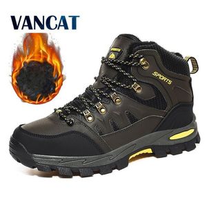 Brand Winter Men's Boots Warm Men's Snow Boots High Quality Leather Waterproof Men Sneakers Outdoor Men Hiking Boots Work Shoes 201216