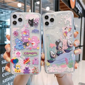 Moda güzel güzel film karikatür karakter ışıltılı akış payetleri iPhone 12 için kum telefonu çanta 12 11 Pro X XS max xr 6 7 8 Plus