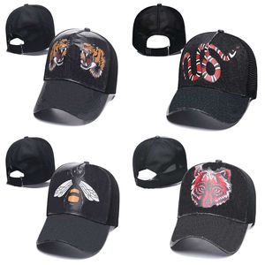 Designerska czapka baseballowa marka Tiger Head Hats pszczół wąż lampart haftowany kość mężczyzna kobiety Kobiety Casquette Sun Gorras Sports Mesh Trucker