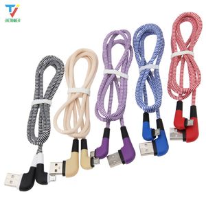 Fast Charging Cable Double Elbow 90 Degree USB C Micro USB Data Cable For All Smart Phones For Type C 100pcs/lot