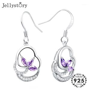 Dangle & Chandelier Jellystory Silver 925 Jewellery Drop Earrings With Clover Shape Amethyst Zircon Gemstones For Women Wedding Party Gifts1