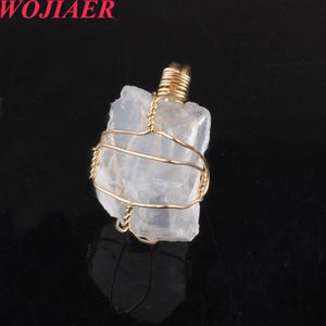 WOJIAER Irregular Wire Wrap Adjustable Gold-color Rings Natural Stone Fluorite Crystal Purple Ring for Women Wedding BO904
