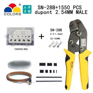 SN-28B dupont crimp tool 1550PCS 2.54mm Dupont Connector Kit PCB Headers Housing Male Female Pins IDC cable crimping pliers Y200321
