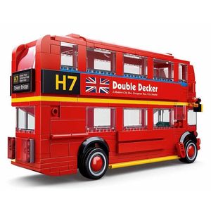 21045 Technic MOC Auto Serie DIY Creator City Classic London Double Decker Bus Bausteine Modell Auto Spielzeug für Kinder Geschenke LJ200928