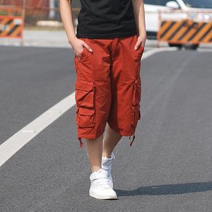 Männer Shorts Mens Casual Jogger Cargo Hosen Solide Baumwolle Knie Länge Lose Bequeme Sommer Kurze Für Männliche Pantalon Hombre