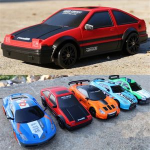 R1 Controle remoto 4WD Drift Racing Car Brinquedo, com pneu extra especial para deriva, obstáculo, 15 km/h, luzes LED, presente de menino de crianças de Natal, 2-1