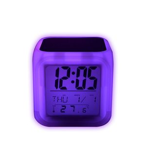 Blank Sublimation Alarm Clock LED Square Bedroom Glow Electronics LED Table Clocks Square Bedroom Colorful Heat transfer Clock GGA3843-1