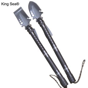 Wholesale portable folding shovels resale online - King Sea Multi function Camping Shovel Military Portable Folding shovel Survival Spade Aluminum alloy Handle Emergency Tools T200306