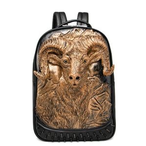 Erkekler ve Kadın Sırt Çantası Buhar Punk Perçin Kişilik Seyahat Bagpack 3D Kafatası Çanta Laptop Schoolbag Gençler için