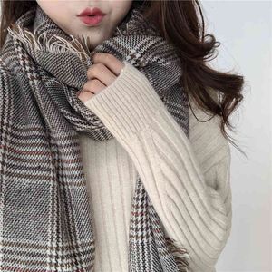 2021 Cashmere Scarf Women's Autumn/winter Classic Plaid Shawl Knitted Long Length