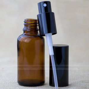 30ml Amber Glass Spray Bottles Wholesale Essential Oils Glass Bottle With Black Pump Sprayer Cap For Cosmetics Perfume