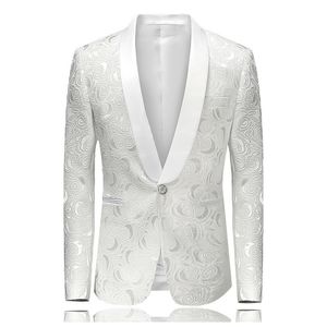 Blazer Slim Fit Masculinino ABITI UOMO Botton Wedding Prom Blazers One Button White для мужчин стильный костюм пиджак 4XL EM061 Y200107