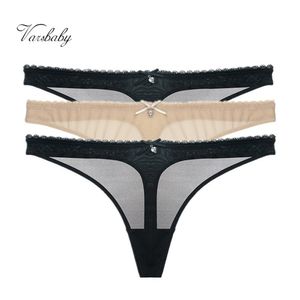 Varsbaby Thong Transparente Underwear Lantejoulas Briefs Low-Ascensão G-String S-2XL Calcinhas 3pcs / Pack LJ200822
