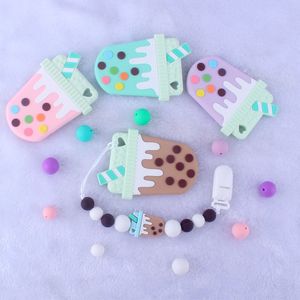 Baby Silicon Bead Pacifier Icecream Tänder Euro Amerika Handgjorda Säker Spädbarn Baby Nådig Toysteether Chain Clips 138 Z2