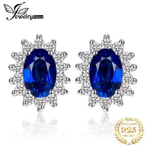 Smycken Kate Middleton Skapad Royal Blue Sapphire Sterling Silver Stud Örhängen Prinsessan Diana Gemstone Crown Earring