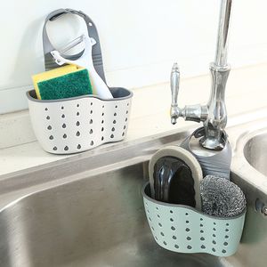 Sink Shelf Soap Sponge Drain Rack Silicone Storage Basket Bag Faucet Holder Adjustable Kitchen Storage Rack Plastic