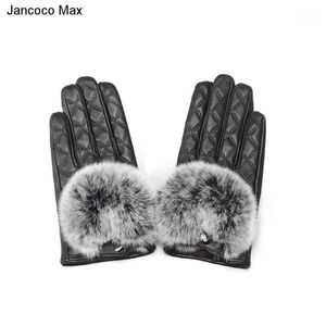 Vijf vingers handschoenen JANCOCO MAX Touchscreen Aankomst Vrouwen Echt Schapenvacht Lederen Bont Zachte gevoerde Warm Winter S20271