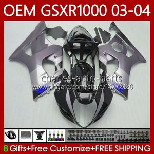 Injection mold Fairings For SUZUKI K3 GSXR1000 GSXR 1000 CC 2003 2004 Body 67No.113 K Black silver 3 GSXR-1000 GSX R1000 2003-2004 1000CC GSX-R1000 03 04 OEM Bodywork kit