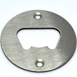 Stainless Steel Bottle Opener Part With Countersunk Holes Round Custom Shaped Metal Strong Polished BottleOpener Insert WQ580-WLL