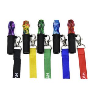 Rökning Färgrik Silikon Slang Portable Resin Filter Taster Hållare Innovativ Design Hookah Shisha Lanyard Halsband Tips Hängande rep Högkvalitativ DHL Gratis