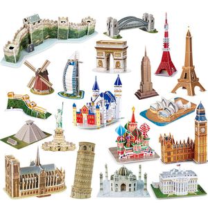 Wholesale Wholesale 3D Puzzle World Famous Building Paper Material DIY Kids Educational Puzzle Toys