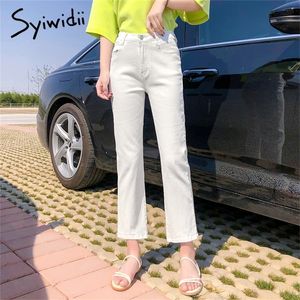 Gerade Jeans Frau Plus Größe Weiß Schwarz Beige Hohe Taille Jeans Frauen Denim Hosen Stretch Casual Koreanische Mode Sommer 201223