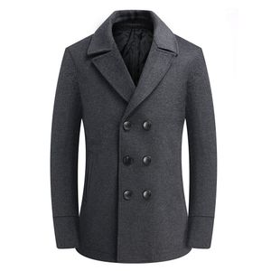 Thoshineブランド冬50％ウールの男性厚いコート高品質スリムフィットダブルブレストファッションウールブレンドの抜群のジャケットポケットLJ201110