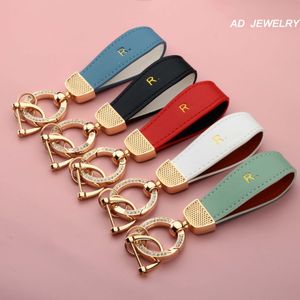 High Quality Colorful Leather Keychain Gold Silver Plated Metal Key Chain Ring for Lovers Gift