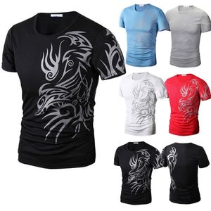Moda Letnie Mężczyźni Koszulka Krótki Rękaw O Neck Chiński Styl Drukowanie Topy Wygodne Man Casual T-Shirts QL Sale1