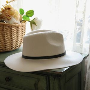 Frauen Wollfilzhüte Weiß Breite Krempe Fedoras für Hochzeit Party Hüte Pork Pie Männer Fedora Hut Floppy