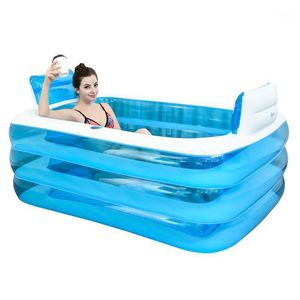 Bathing Tubs & Seats Household Two-person Inflatable Bathtub Couple Barrel Adult Thickened Folding Plastic Children