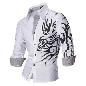 Jeansian Moda uomo Abito Camicie casual Button Down Manica lunga Slim Fit Designer Z001 White2 220312