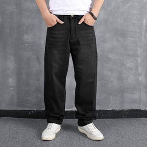 Jeans män förlorar stor storlek fett hip hop street dance streetwear denim byxor breda ben byxor plus storlek herrkläder c1123