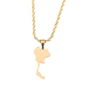 Stainless Steel Gold Color The Kingdom Of Thailand Map Pendant Necklaces Thailand Maps Jewelry