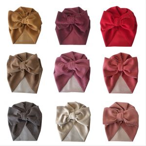 12 colors Newest Baby hats caps with bow Cashmere kids girls hair accessories Turban Knot Beanie Head Wraps Kids Children Winter Spring