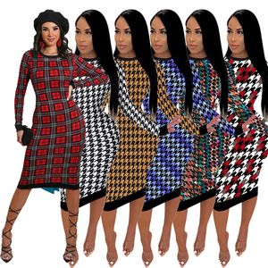 Long Sleeve Dresses Women Plus Size 3XL 4XL Bodycon Dress Wholesale Causal Midi Skirt Sexy Hip Package Dress Bulk pencil skirts fall clothes 6915