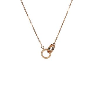 Mode Dubbelrum Hängsmycke Halsband Rose Gold Zircon Circle Halsband för kvinnor Smycken Gift