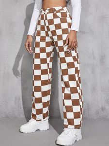 High Waist Checker Print Pants c5Zo#