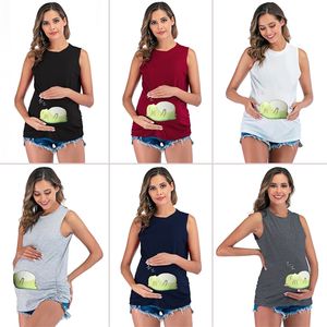 6107 # engraçado bebê impresso t-shirt de maternidade mangas vestido de tanque camiseta camiseta roupas para mulheres grávidas gravidez tees tops lj201119